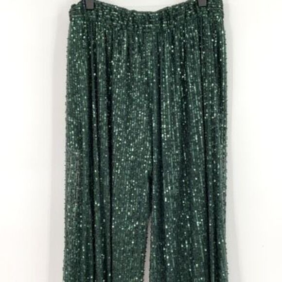 NWT Zara Holiday Party Green Sequin Balloon Pants Limited Edition Size Medium - Picture 5 of 16